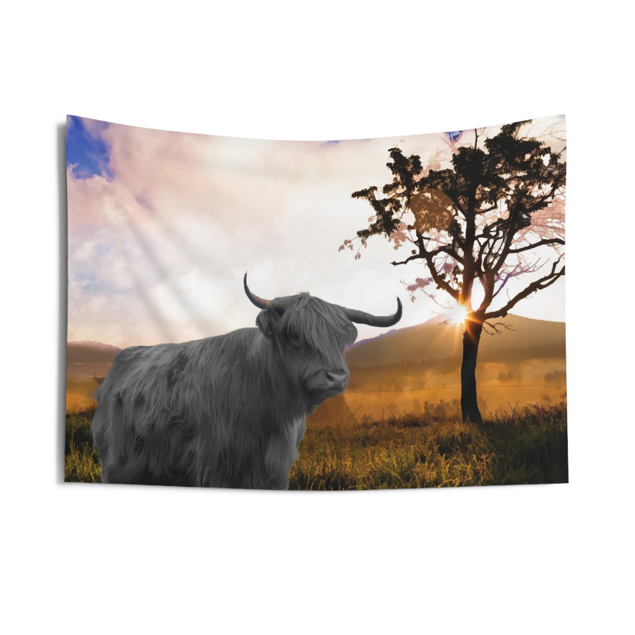 Highland Cow In Farm Tapestry