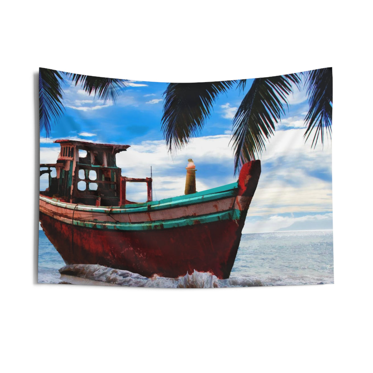 Vintage Boat Beach Tapestry