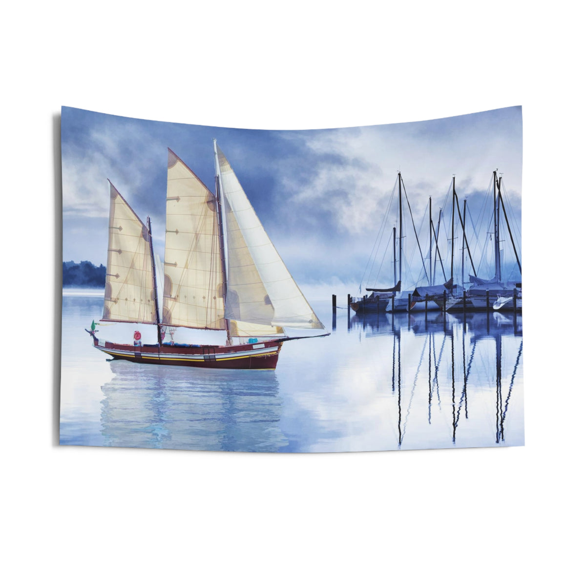 Sailing Ship Blue Tapestry