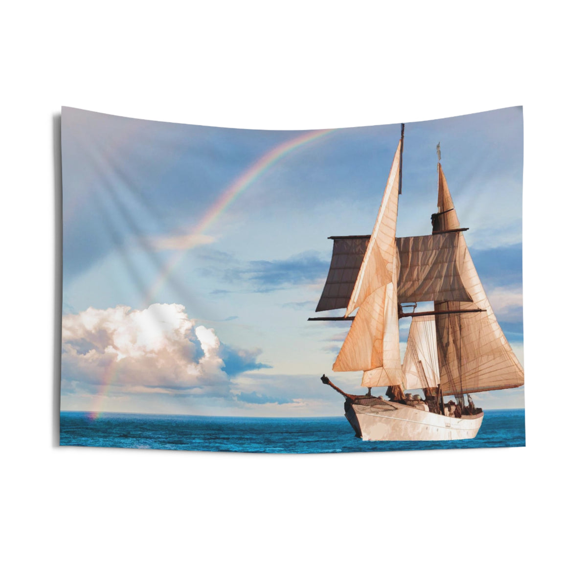 Sailing Ship Rainbow Tapestry