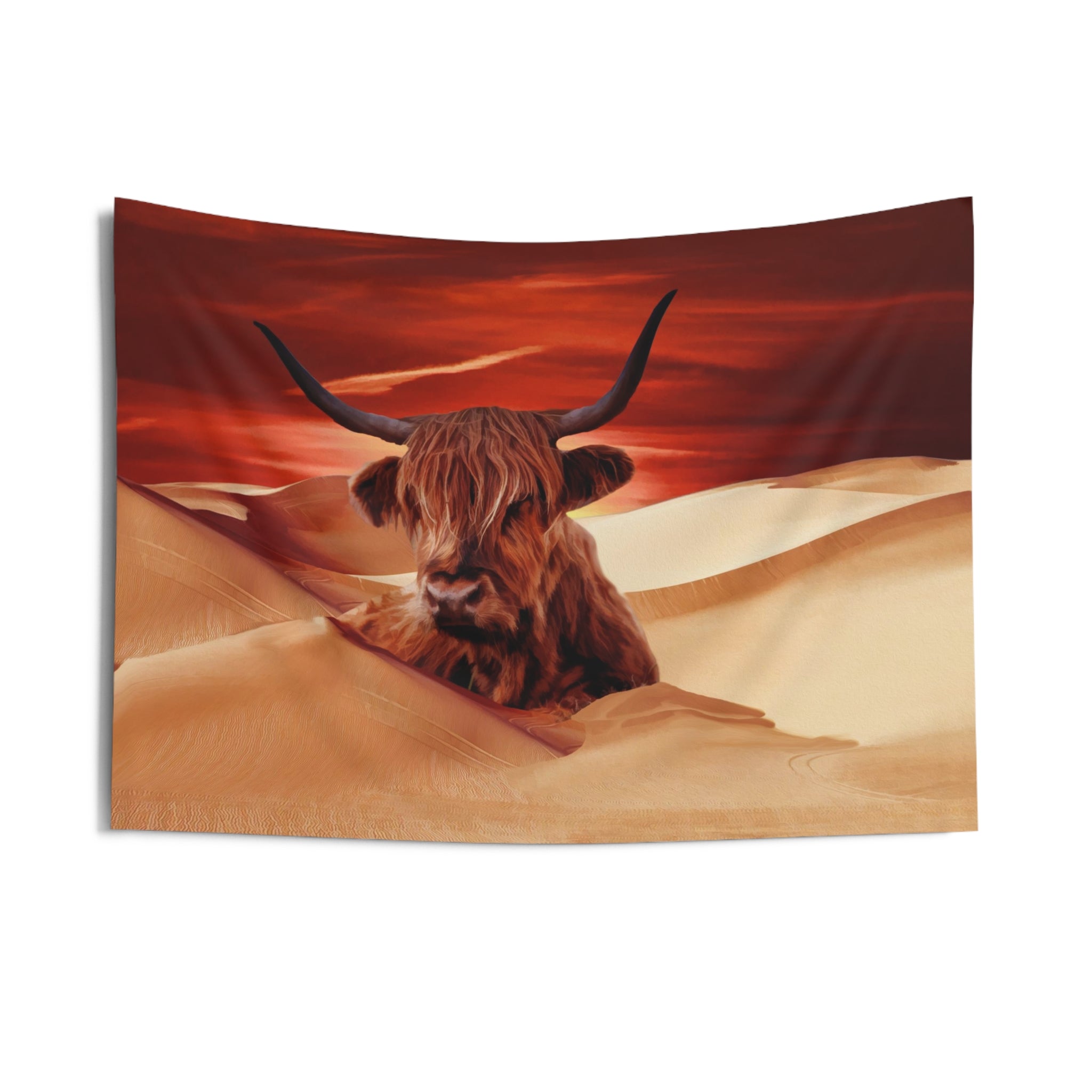 Highland Cow In Desert Tapestry