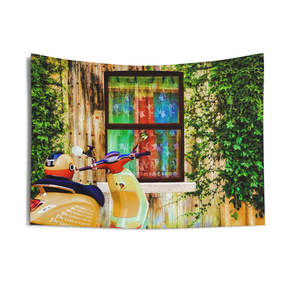 Colorful Vespa at Door Tapestry