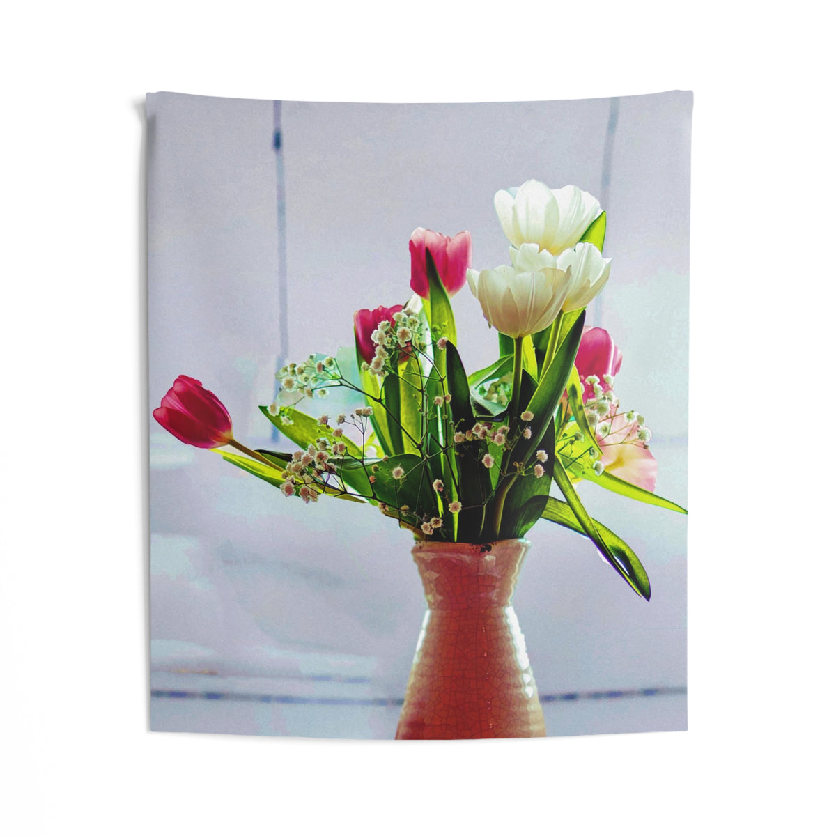 Purple White Flower Vase Tapestry