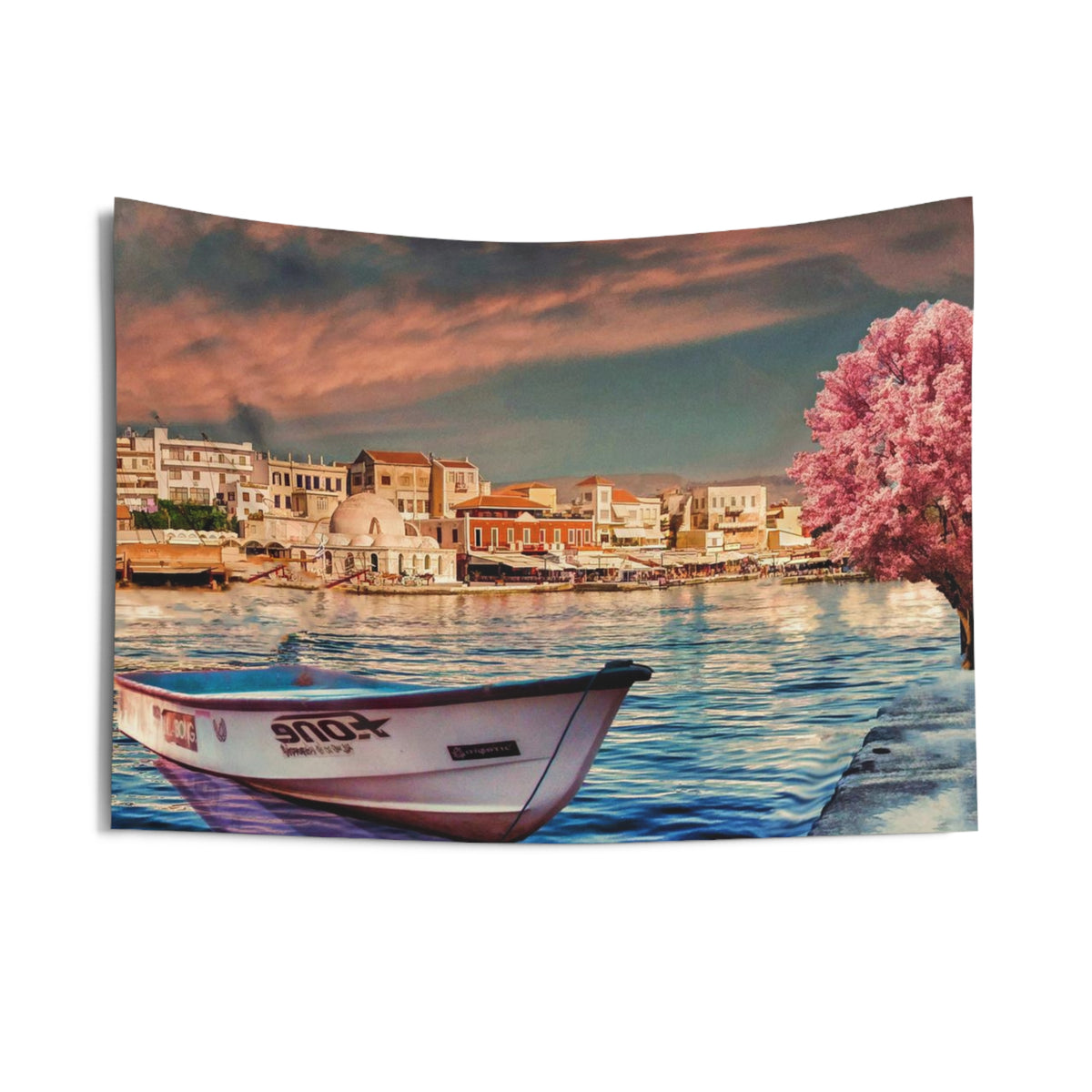 Pink Tree Boat Tapestry
