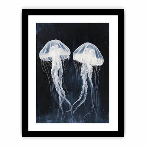 jellyfish black and white Art Print