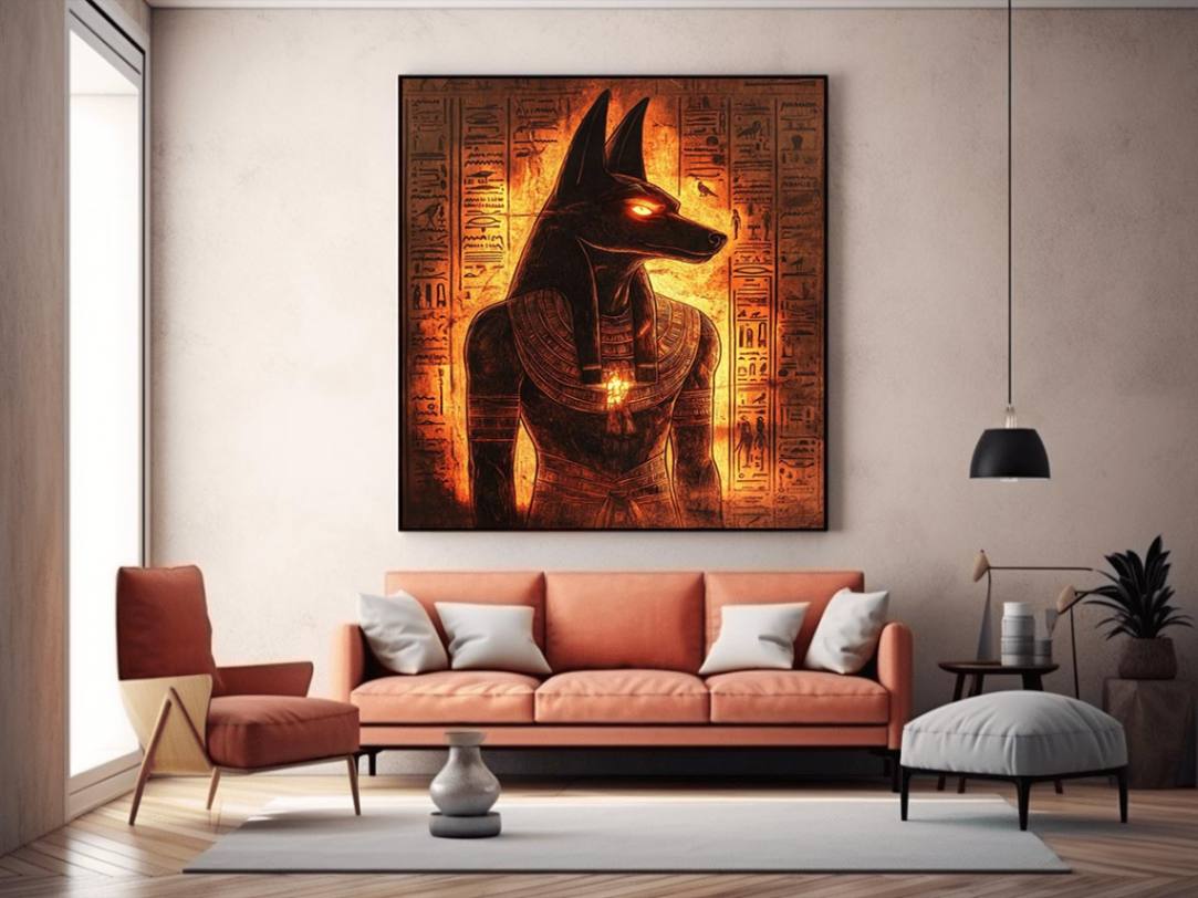 Egyptian Anubis lighted