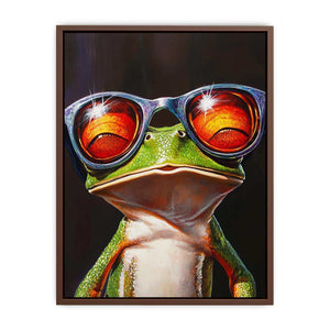 Green Tree Frog with Glasses Poster