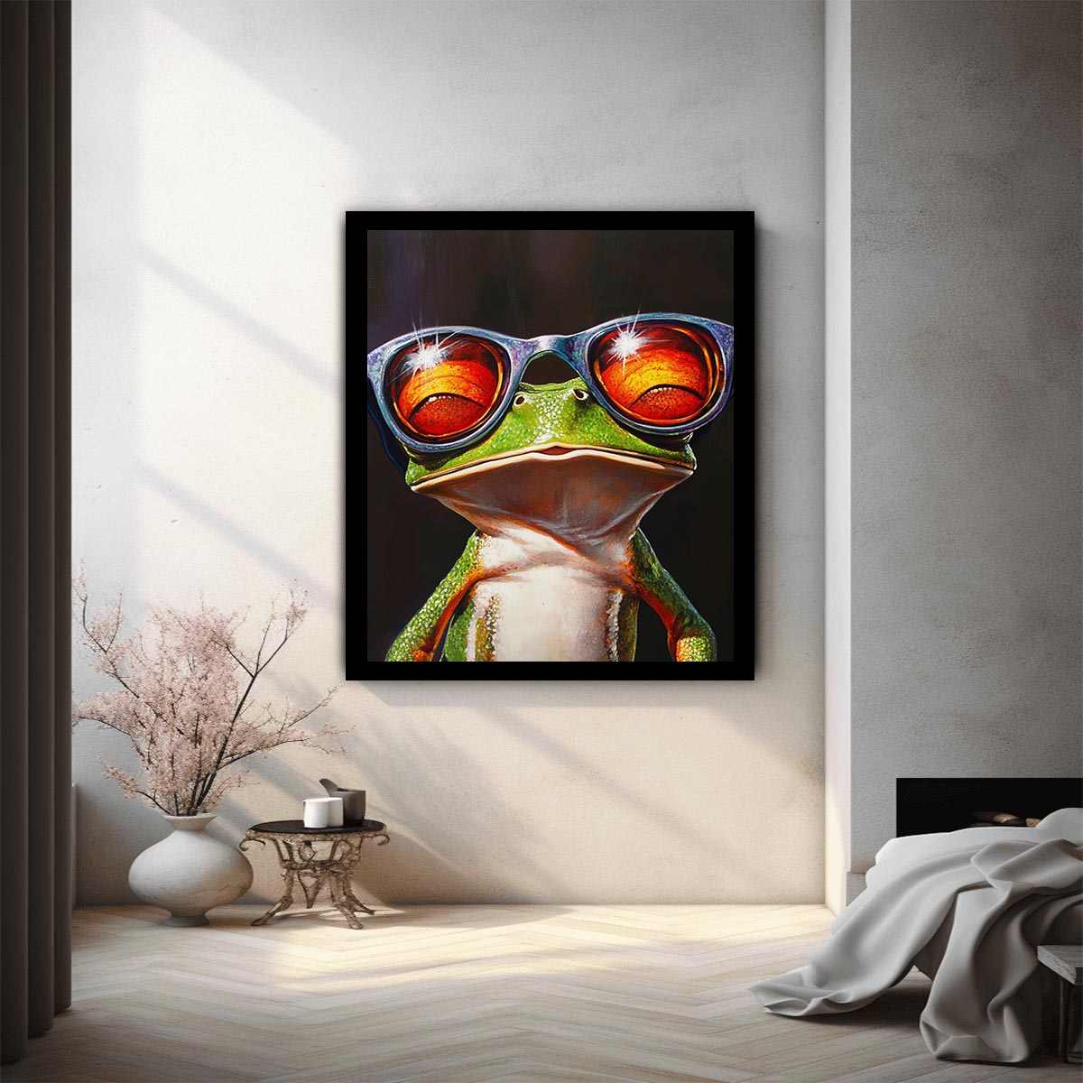 Green Tree Frog with Glasses
