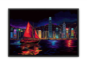 Hongkong In Night Painting