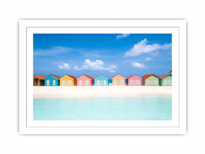 Beach Huts Streched canvas