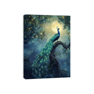 Moonlit Peacock Canvas Print