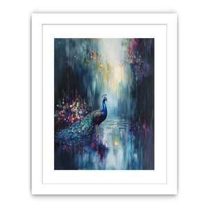 Peacock In Rain Streched canvas
