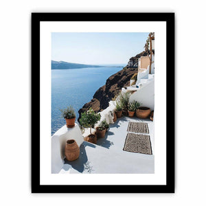 Terrace In Santorini Art Print