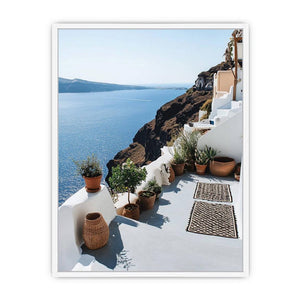 Terrace In Santorini Framed Print