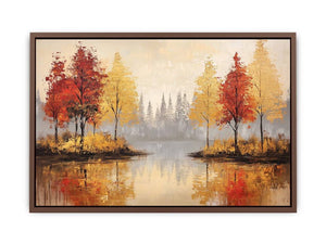 Autumn trees reflected in water artwork for modern interiors