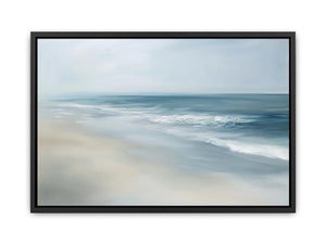 Soft abstract ocean waves canvas art for calm bedroom decor.