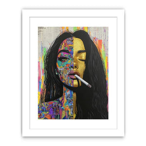 Urban pop art woman portrait canvas for bold living room decor.