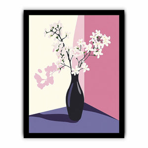 Soft floral vase canvas art for elegant modern bedroom decor.