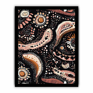 Boho paisley pattern canvas art in blush and terracotta for bedroom decor.
