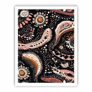 Boho paisley pattern canvas art in blush and terracotta for bedroom decor.