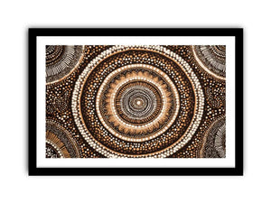 Earthy circular dot pattern canvas art for warm modern living room decor.
