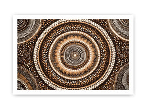 Earthy circular dot pattern canvas art for warm modern living room decor.