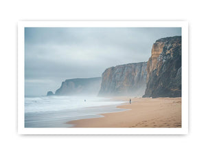 Misty coastal cliffs and beach landscape for luxury wall decor