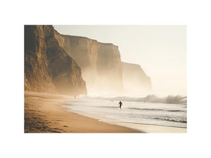 Coastal cliff beach photography wall art for modern living room decor