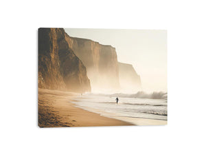 Coastal cliff beach photography wall art for modern living room decor