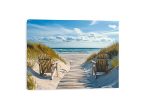 Beach boardwalk and dune coastal artwork for serene bedroom decor