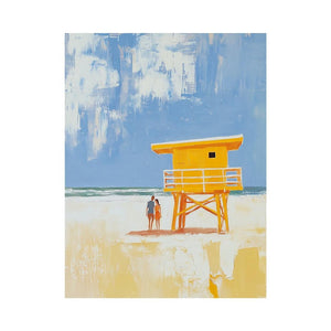 Coastal lifeguard tower artwork for beach house and modern bedroom decor