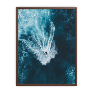 Aerial surfer riding ocean waves artwork for modern office or living room decor.