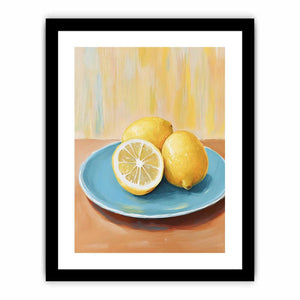 Lemon still life canvas art for bright kitchen decor
