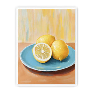 Lemon still life canvas art for bright kitchen decor