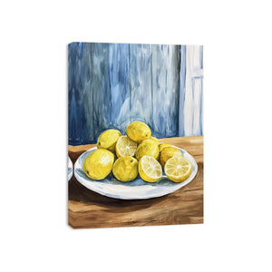 Lemon bowl still life artwork for farmhouse kitchen decor