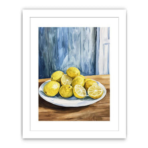Lemon bowl still life artwork for farmhouse kitchen decor