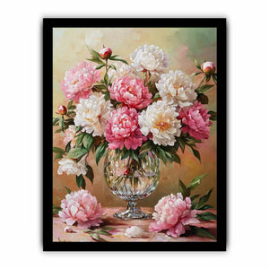 Pink and white peony floral artwork for elegant bedroom decor