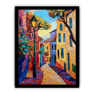 Sunlit Alley a vibrant vertical European alley