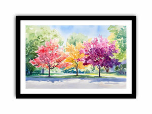 Soft watercolor flowering tree canvas art for fresh bedroom or nursery decor.