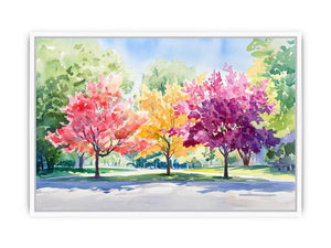 Soft watercolor flowering tree canvas art for fresh bedroom or nursery decor.
