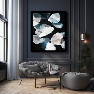 Organic abstract stone canvas art for minimalist bedroom or modern living room decor.