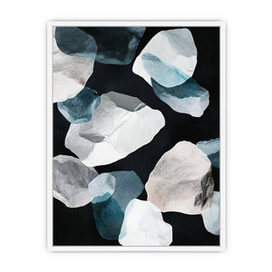 Organic abstract stone canvas art for minimalist bedroom or modern living room decor.
