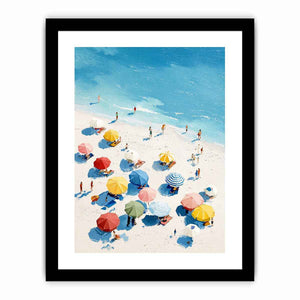 Colorful beach umbrella canvas art for bright coastal home decor.
