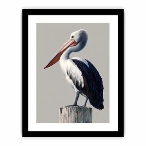 Realistic pelican bird canvas art for coastal living room or office wall decor.