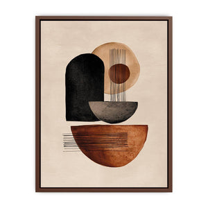 Earth tone geometric abstract canvas art for modern entryway decor.