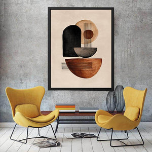 Earth tone geometric abstract canvas art for modern entryway decor.