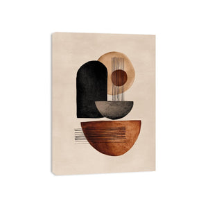 Earth tone geometric abstract canvas art for modern entryway decor.