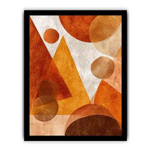Bold orange geometric abstract canvas art for modern living room decor.