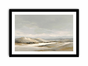 Neutral dune landscape canvas art for calm modern living room decor.