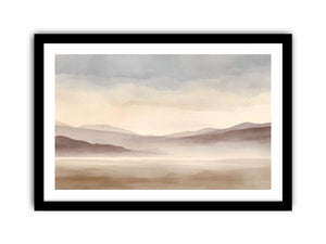 Soft blush watercolor landscape canvas art for peaceful bedroom decor.
